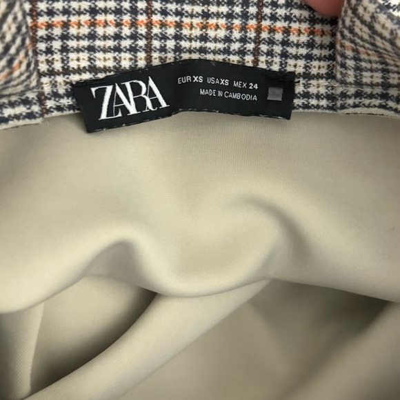 ZARA Plaid Wrap Skirt Faux Suede Micro Plaid Pleated Mini Skirt - Picture 6 of 7